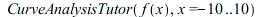 CurveAnalysisTutor(f(x), x = -10 .. 10); 